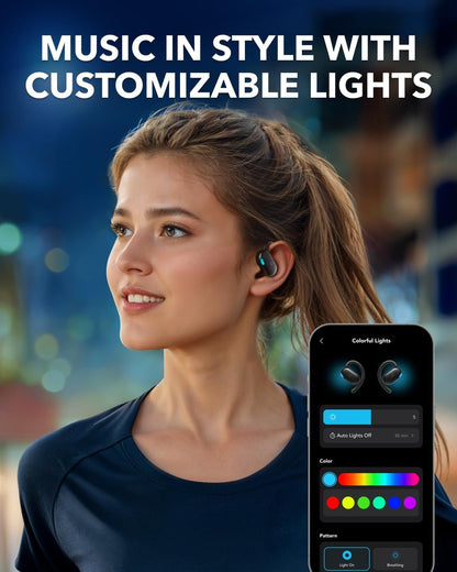Soundcore V20i by Anker Open-Ear Headphones, Adjustable Ear Hooks, Ultra-Comfort, Snug Fit, Powerful Sound, Clear Calls, IP55, LED Lights, 36H Playtime, Bluetooth 5.4 Earbuds, Multipoint Connection
