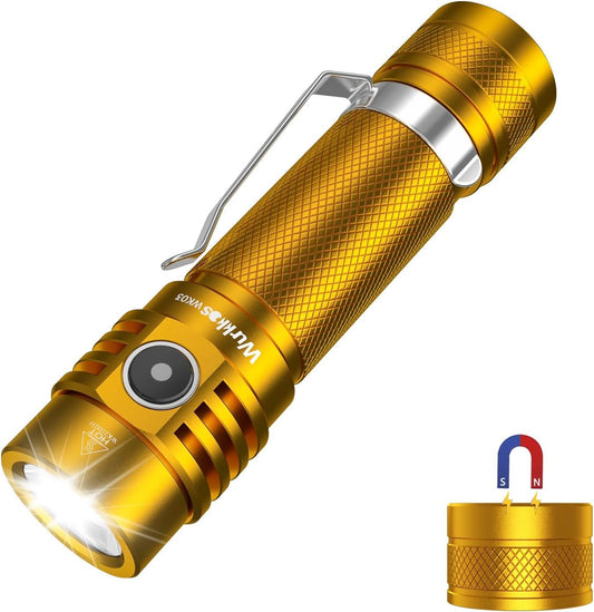 Wurkkos Flashlight WK03-1800 High Lumen Flashlight,LED 90CRI 217M 6000K IP68 Waterproof LED Flashlight with Diffuser,EDC Pocket Flashlights 5 Modes for Camping,Home,Emergencies
