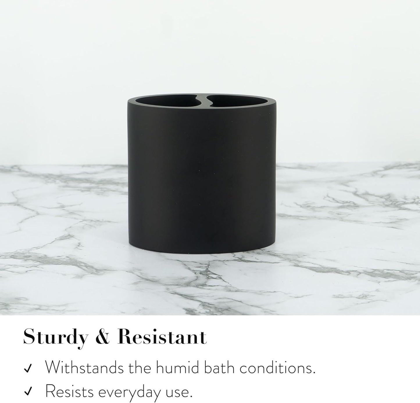 ZCCZ Bathroom Accessory Set, 4 Piece Matte Black Vanity Countertop Décor with Soap Dispenser, Toothbrush Holder, Tumbler, and Dish for Modern Home Styling and Functional Organization