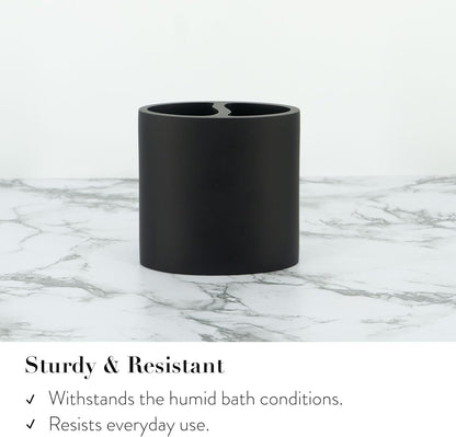 ZCCZ Bathroom Accessory Set, 4 Piece Matte Black Vanity Countertop Décor with Soap Dispenser, Toothbrush Holder, Tumbler, and Dish for Modern Home Styling and Functional Organization