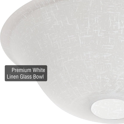 Kira Home 13" Ceiling Fan Globe Replacement, White Linen Glass Bowl Upgrade, Glass Shade Compatible w/Hunter - Hampton Bay - Harbor Breeze Fans & More, 12.75" (D) x 4.25" (H)