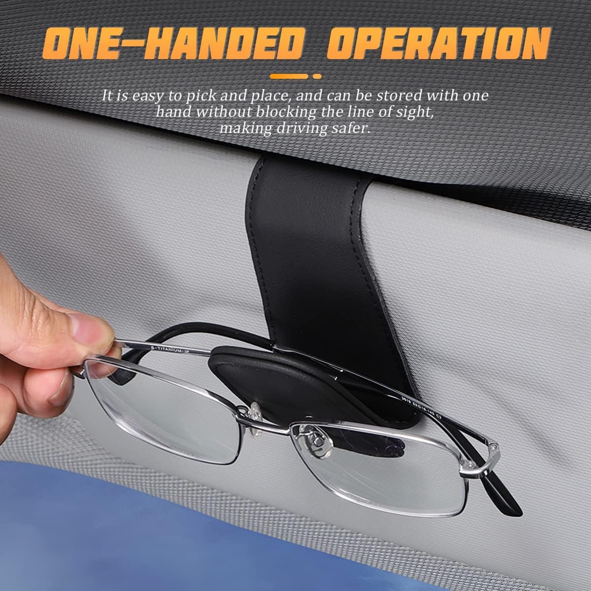 Sunglasses Holders for Car Sun Visor, Leather Eyeglasses Hanger Mounter, Magnetic Glasses Holder and Ticket Card Clip, Auto Interior Accessories Universal for SUV Pickup Truck (Carbon Fiber)