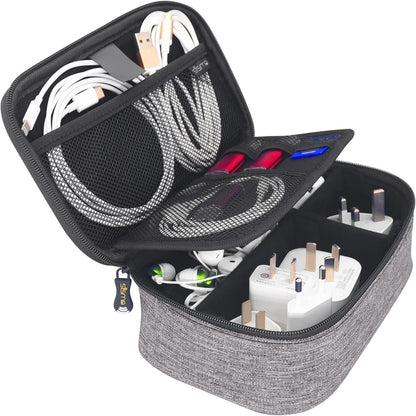 sisma Travel Electronics Organiser Carrying Case for Power Cords Power Bank Earbuds Hard Drives Memory Cards Laptop Adapter Mouse Small Tech Accessories -Grey 1680d Fabrics
