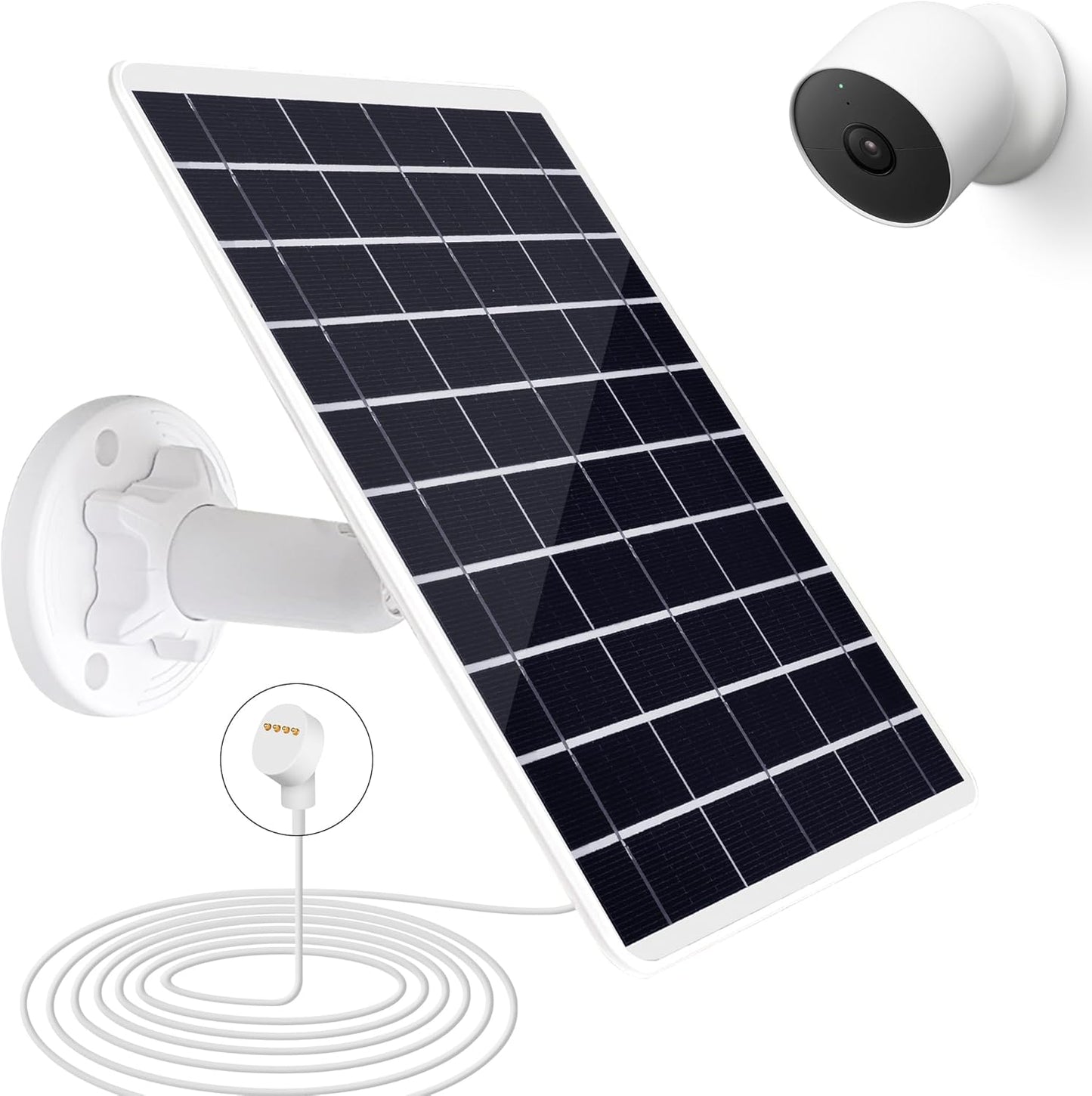 8W Solar Panel Compatible with Google Nest Camera Outdoor & Indoor (Battery Version-2nd Generation), Solar Power Charger for Google Nest Cam with Indicator Light,13ft Cable IP66 Weatherproof Panel