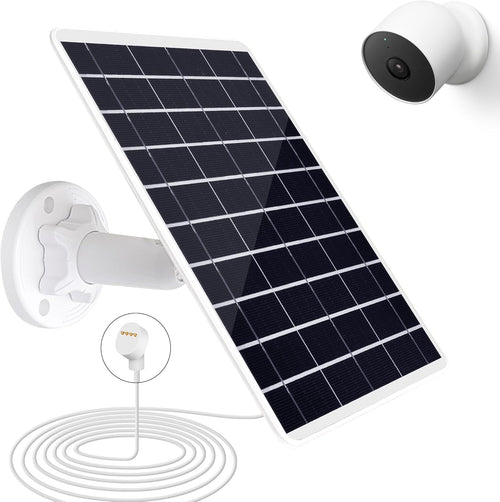8W Solar Panel Compatible with Google Nest Camera Outdoor & Indoor (Battery Version-2nd Generation), Solar Power Charger for Google Nest Cam with Indicator Light,13ft Cable IP66 Weatherproof Panel