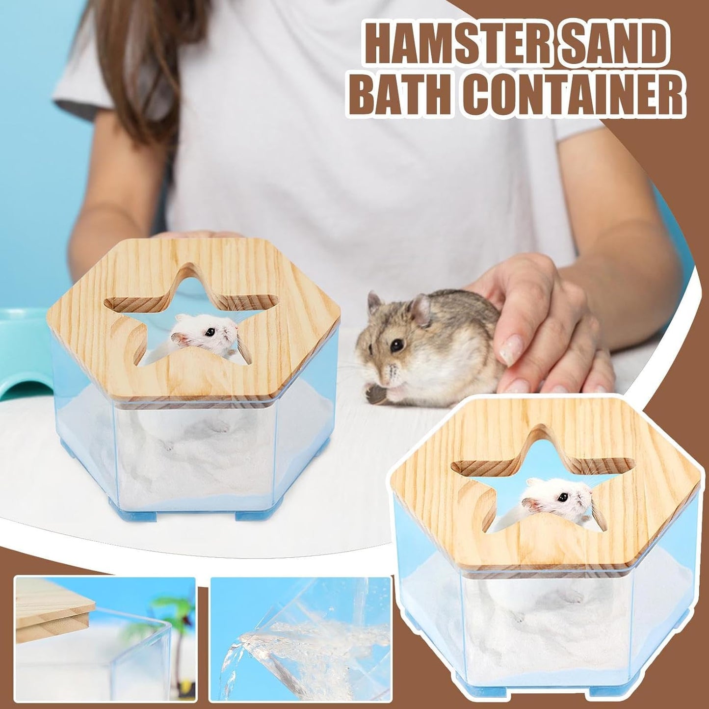Hamster Sand Bath Container, Transparent Hamster Toilet, 6.69x3.54in Multifunctional Gerbil Accessories, Easy Clean Design, Reusable Pet Supplies for Daily Use, Road Trips