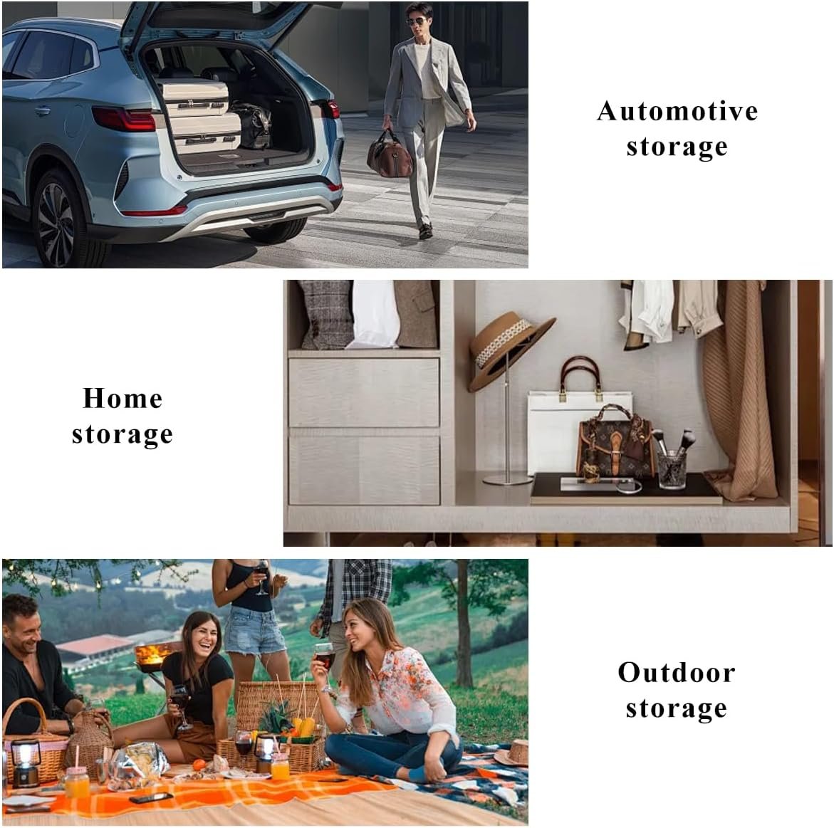 JUSTTOP Car Trunk Organizer, Collapsible Multi-Compartment Auto Trunk Cargo Storage Box with Pockets, Large Capacity Waterproof Premium Oxford Organizer for Car Truck SUV