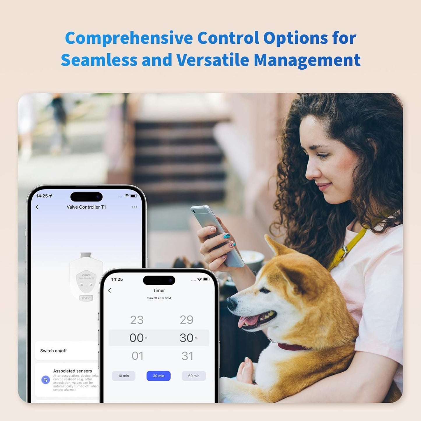Aqara Smart Valve Controller T1,Matter Over Bridge,Requires Aqara Zigbee 3.0 Hub, Combined with Water Leak Detectors for Home, Supports App Remote Control Shutoff, Supports HomeKit, Alexa, Google
