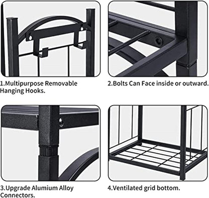 Fireplace Log Rack Fireplace Log Rack Indoor Fireside Companion Set Outdoor Log Holder for Wood Burner Wrought Iron Log Storage Tool Set Wood Stove Fireplace Accessories (Black 85x32x46cm)