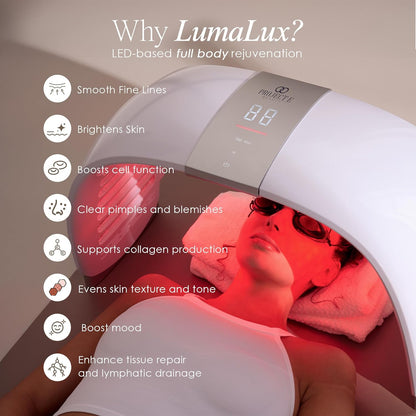 Lumalux Dome | Face & Body Led Light Therapy Device by Project E Beauty | 7 Color + Infrared Light Therapy | Anti-Aging & Rejuvenation | Extra Large Beauty Equipment For Salon Home SPA use
