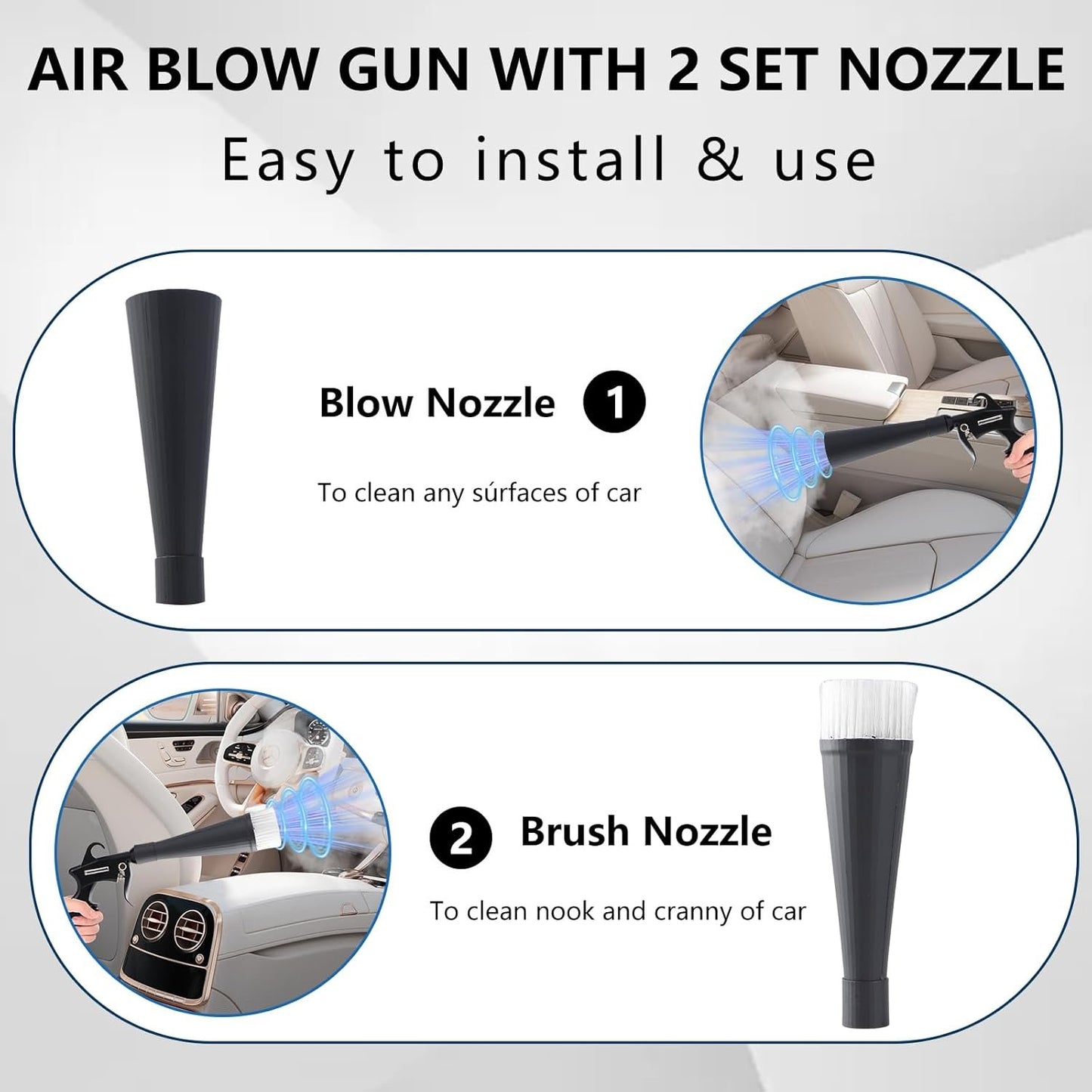 Tornado Detailing Car Cleaning Gun with Metal Nozzle | Interior Drying Air Blower | High Pressure Blower Gun | A Car Detailing Tools for Swiftly Removing Dirt and Dust with Air Flow