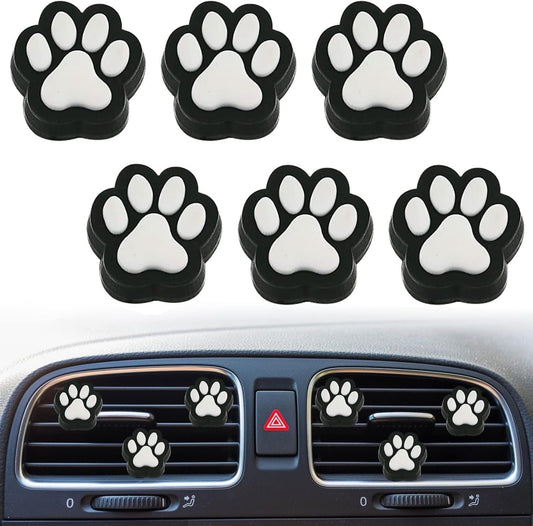 6Pcs White Dog Paw Air Vent Clips, Cute Dog Cat Print Car Air Fresheners Vent Clips Funny Car Decoration Car Interior Decor Car Accessories for Women Men,Interior Accessories,Automotive Air Fresheners
