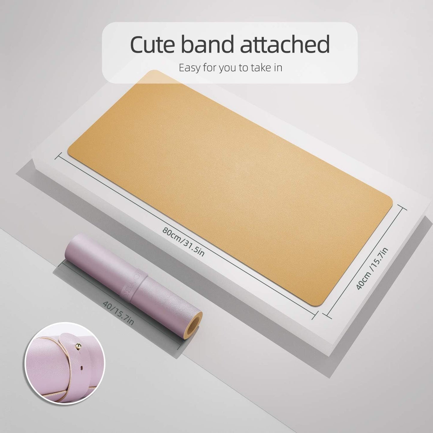 YSAGi Multifunctional Office Desk Pad, Ultra Thin Waterproof PU Leather Mouse Pad,Dual Use Desk Writing Mat for Office/Home (Grayish Lavendar+Cinnamon Buff, 31.5" x 15.7")