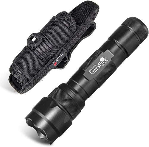ULTRAFIRE Tactical LED Torch with Flashlight Holster, 1000 Lumens Single Mode Small Torch with Duty Belt Clip Torch Pouch, Bright Mini Torch WF-502B