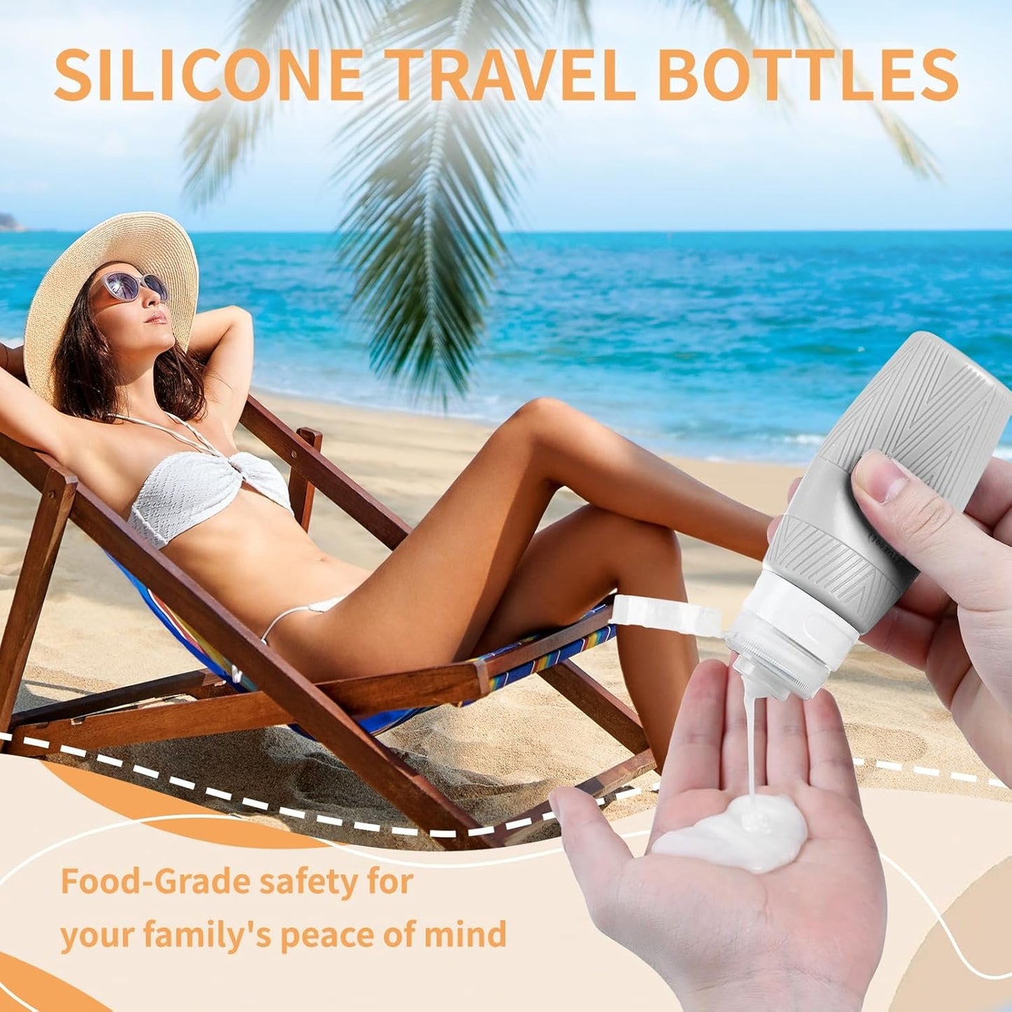 Travel bottles for Toiletries, 100ML TSA Approved Travel Size Toiletries BPA Free Travel Containers for Toiletries Leak Proof Refillable Silicone Travel Bottles