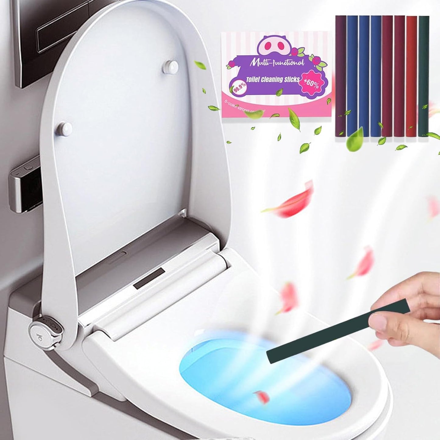 Sciasi Toilet Cleaning Sticks, Multifunctional Drop in Tank Cleaner, Deodorizing Toilet Cleaning Sticks, Easy to Use, Automatic Long Lasting Freshness, Essential Bathroom Deodorization (4Pcs)