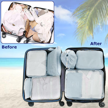 GOOGIT Set of 8 Organiser Suitcase for Travelling Holidays Clothes Shoes Packing Cubes Travel Organizer