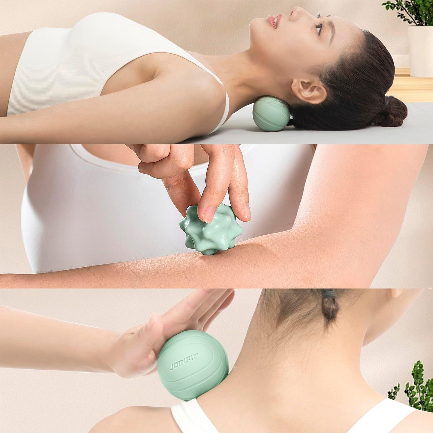 Physical Therapy 3-Piece Massage Ball Set - Spiky Trigger Point, Fascia Release, Lacrosse Peanut Ball for Foot, Neck, Shoulder, Back Pain Relief & Sports Recovery