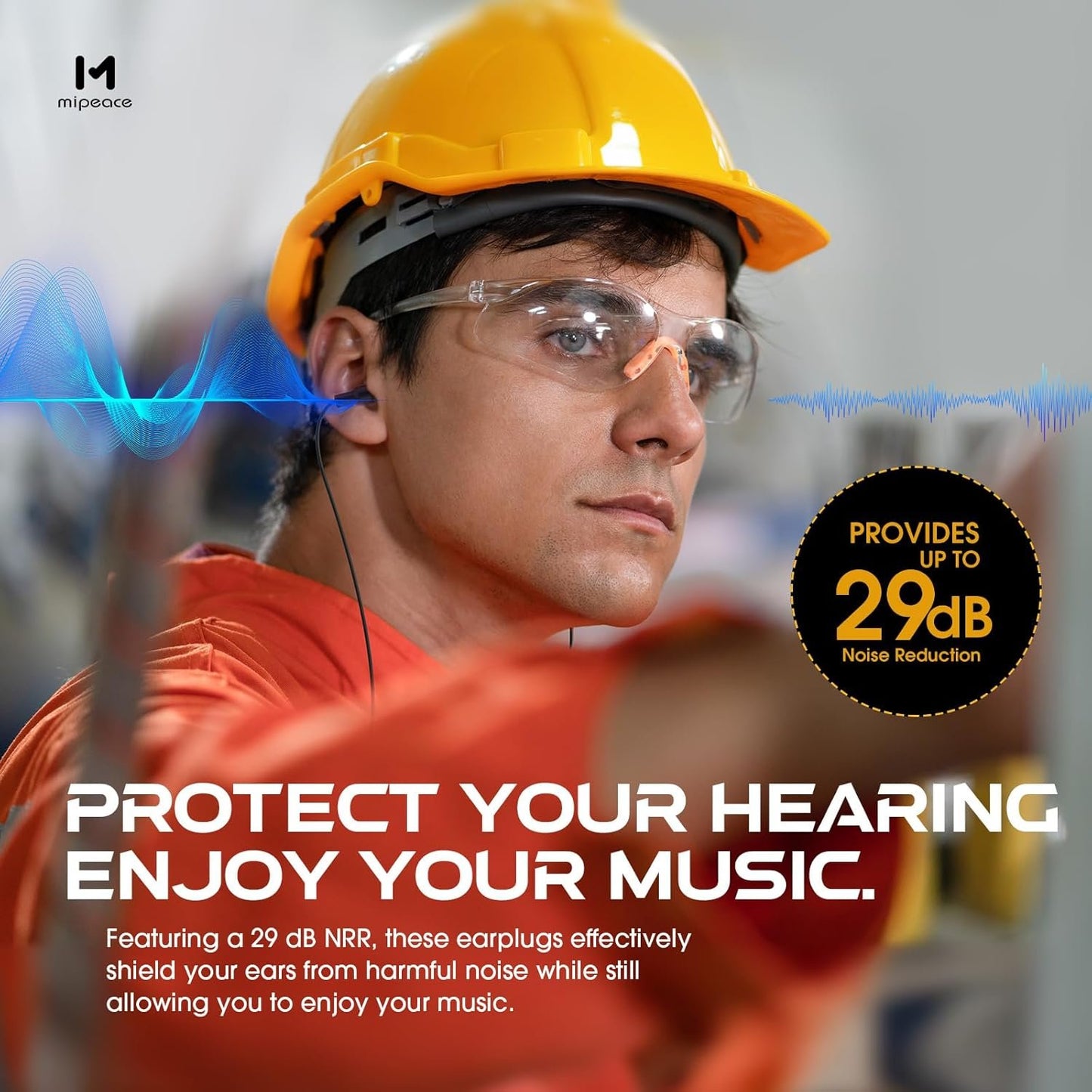 Mipeace Work Earbuds Safety Hearing Protection Industrial Ear Plugs Headphones Noise Reduction Earphones for Work Construction Motorcycle(Black)