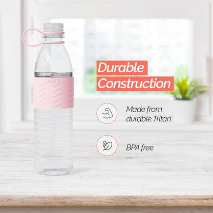 Copco Hydra 20 oz Tritan Water Bottle with Leak-Proof Lid & Textured Grip - BPA-Free, Dishwasher Safe, Easy Twist-Open for Ice & Fruit - Fits Cup Holders, Lightweight, Durable(Pink)