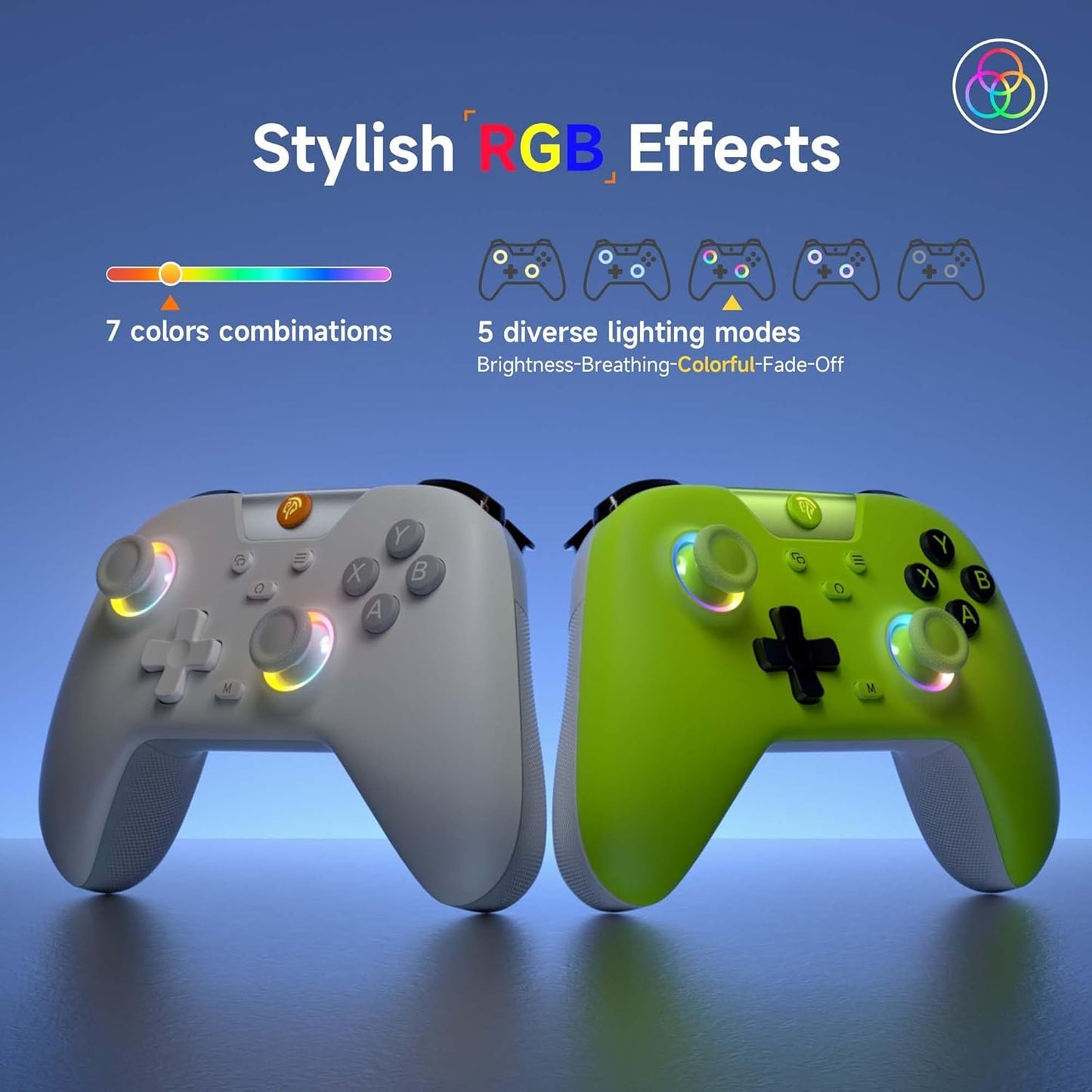 EasySMX X05 Wireless Controller for PC/Android/Steam Deck- Bluetooth Controller Gamepad with Hall Effect Joysticks and Trigger,Turbo,Rumble Vibration and RGB Lighting