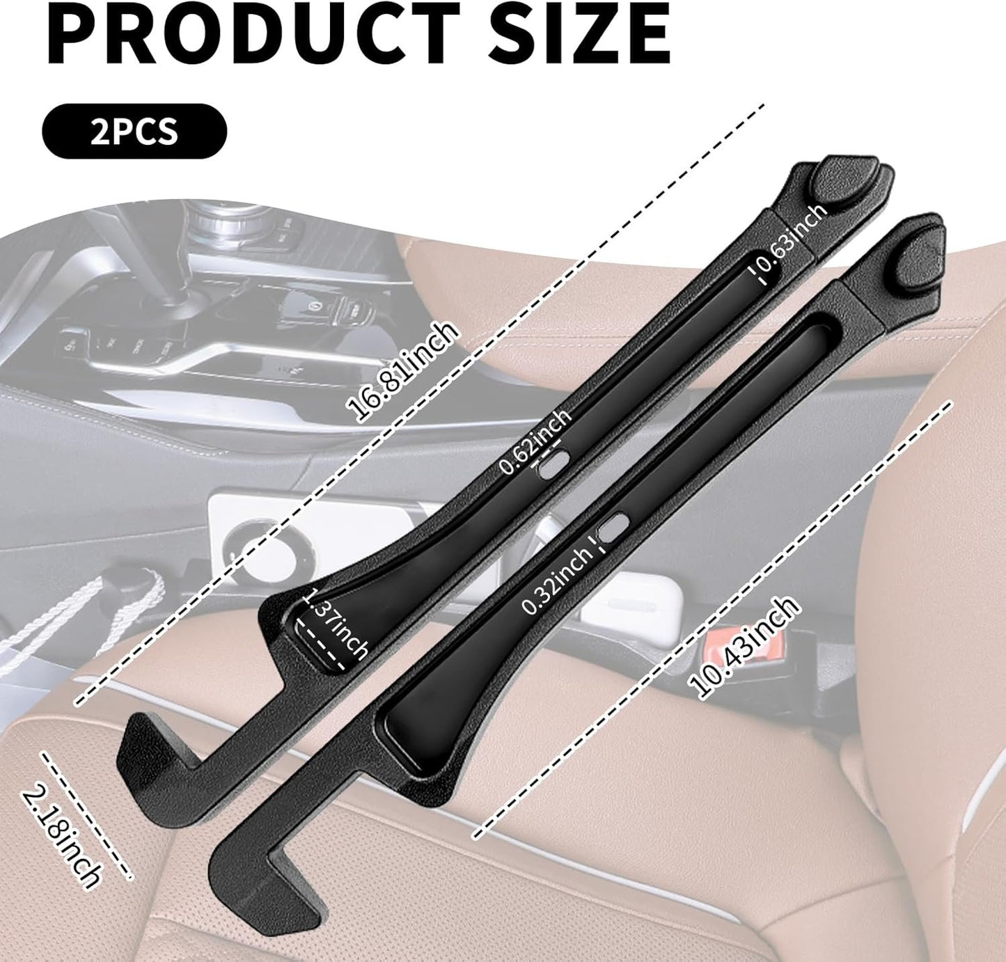 2PCS Upgrade Car Seat Gap Filler,Multi-Function Car Gap Filler with Car Organizer,Hook,Charging Hole,Universal Car Seat Gap Filler Organizer Car Interior Accessories for Most Vehicles