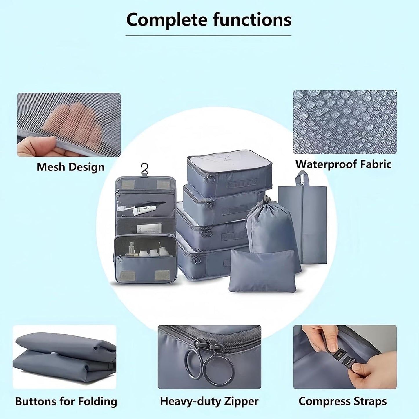 Packing Cubes for Suitcase Organizer Suitcases Space-Saving Packing Cubes for Clothes, Shoes, Cosmetics Packing Cubes (Beige, 10 Pcs)
