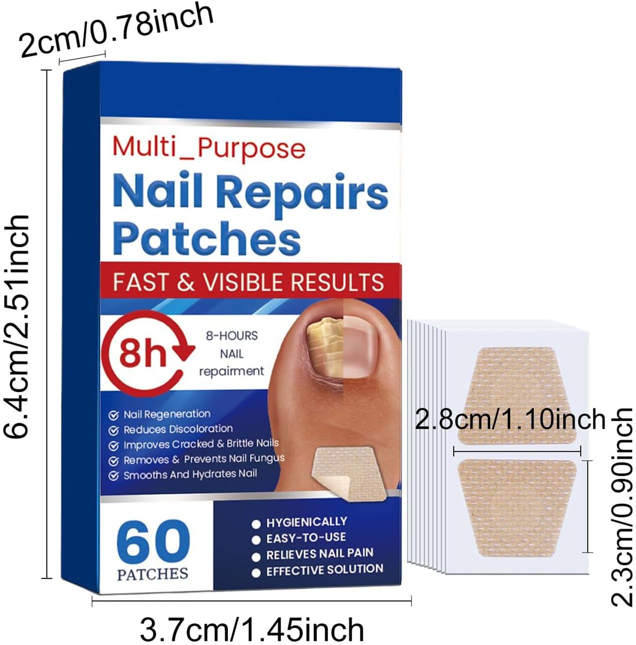 Nail Repair Patches, 60 Pieces Long-Lasting Nails Care Patch, 20g Breathable Toenail Sticker, Ideal for Recovery Restoration, Home, Travel, Adults, Professional, Beginners