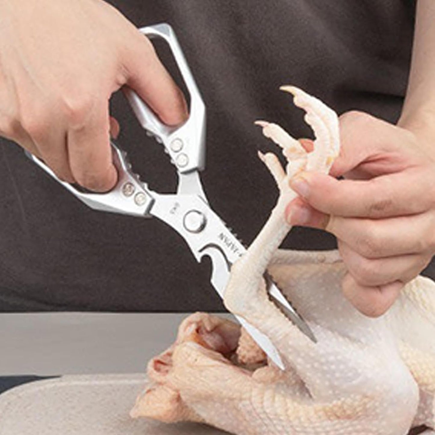 Powerful Kitchen Scissors For Chicken Bones - Stainless Steel Food Cutting Scissors With Bottle Opener And Walnut Cracker, Heavy Duty Kitchen Tool Cutting Shears For Poultry, Meat, And Bones
