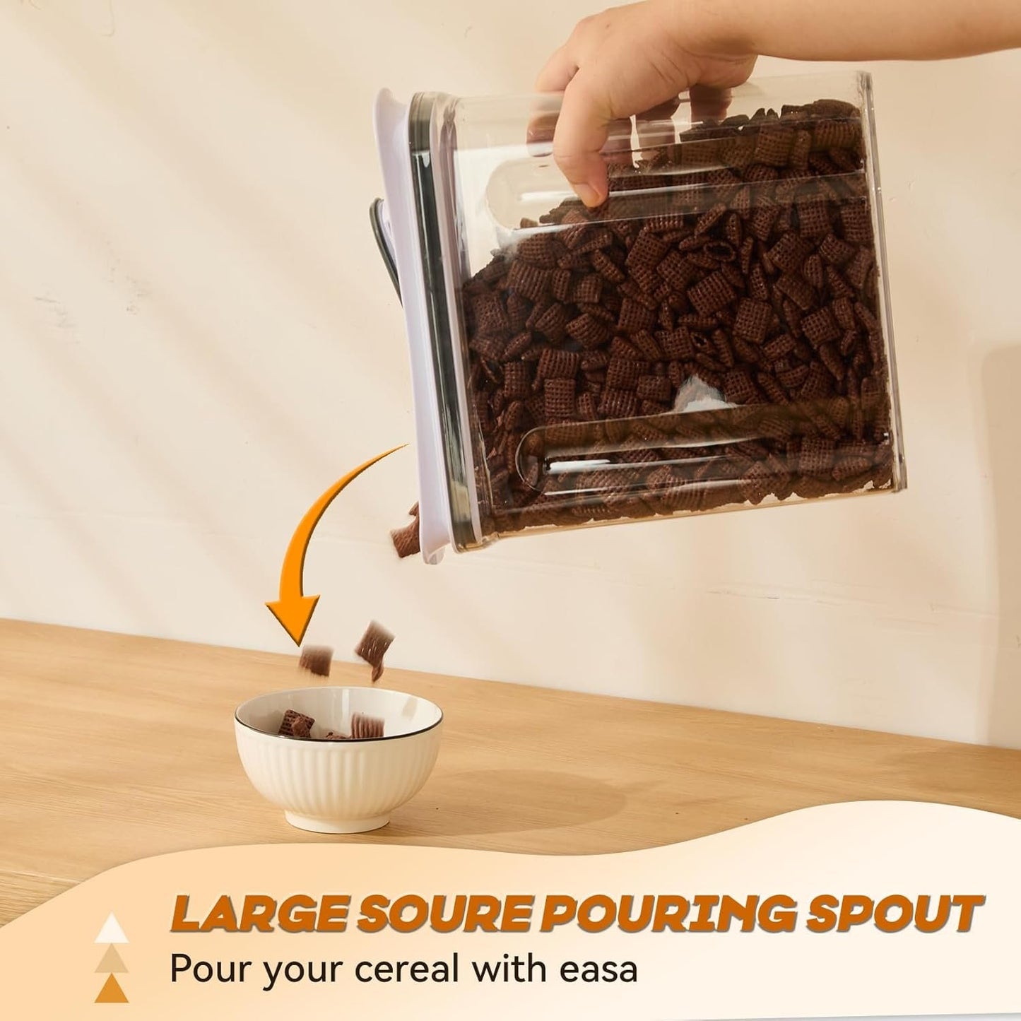 Cereal Containers Storage Set, Airtight Food Storage Container with Lid 4L/135.2oz, 2PCS BPA-FREE Plastic Pantry Organization Canisters for Rice Cereal Flour Sugar Dry Food in Kitchen