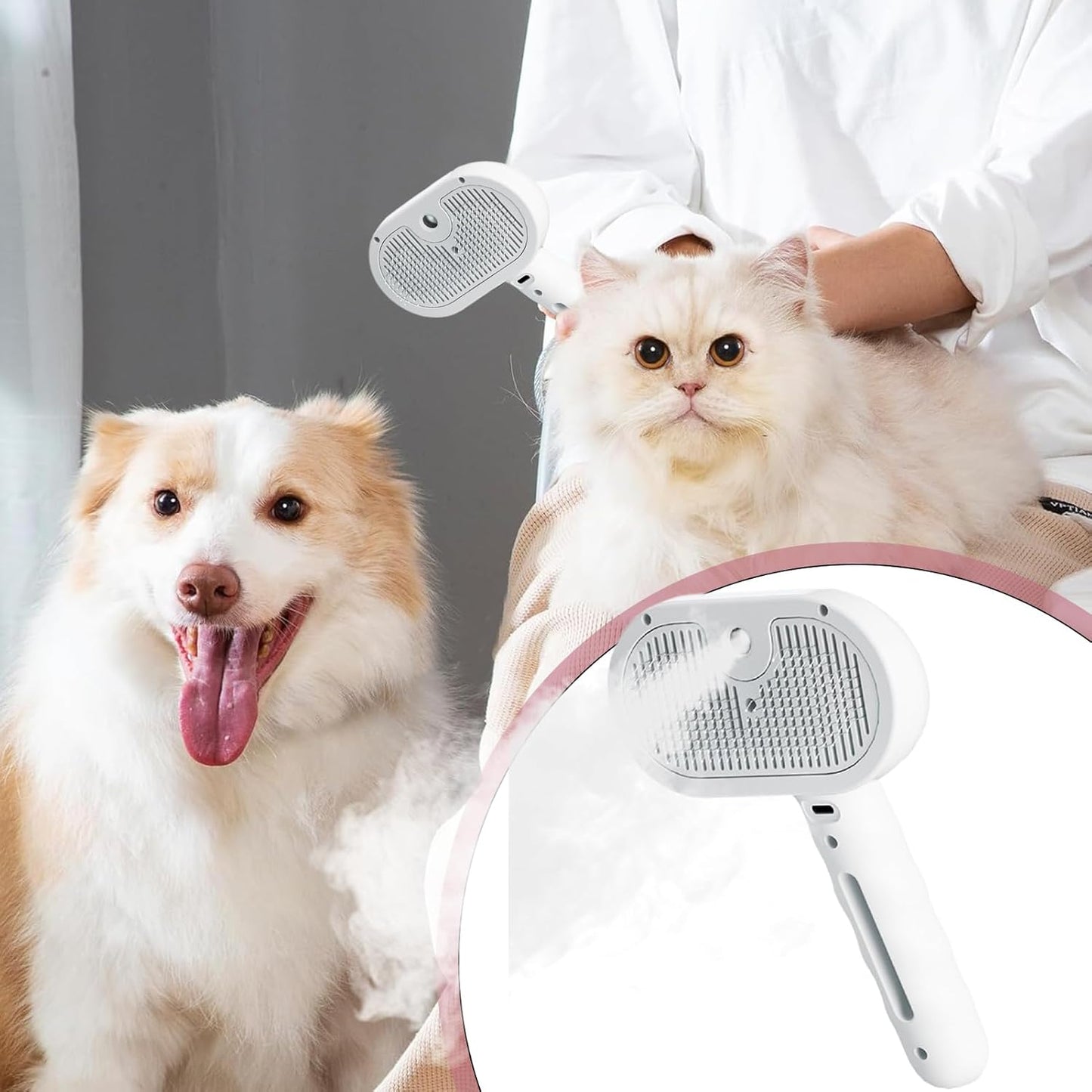 USB Rechargeable Spritz Defur Comb for Cats, Pet Hair Remover Brush, 35ml Water Tank, Indoor Cat Grooming Tool, Dog Hair Remover, Pet Spray Depilatory Comb