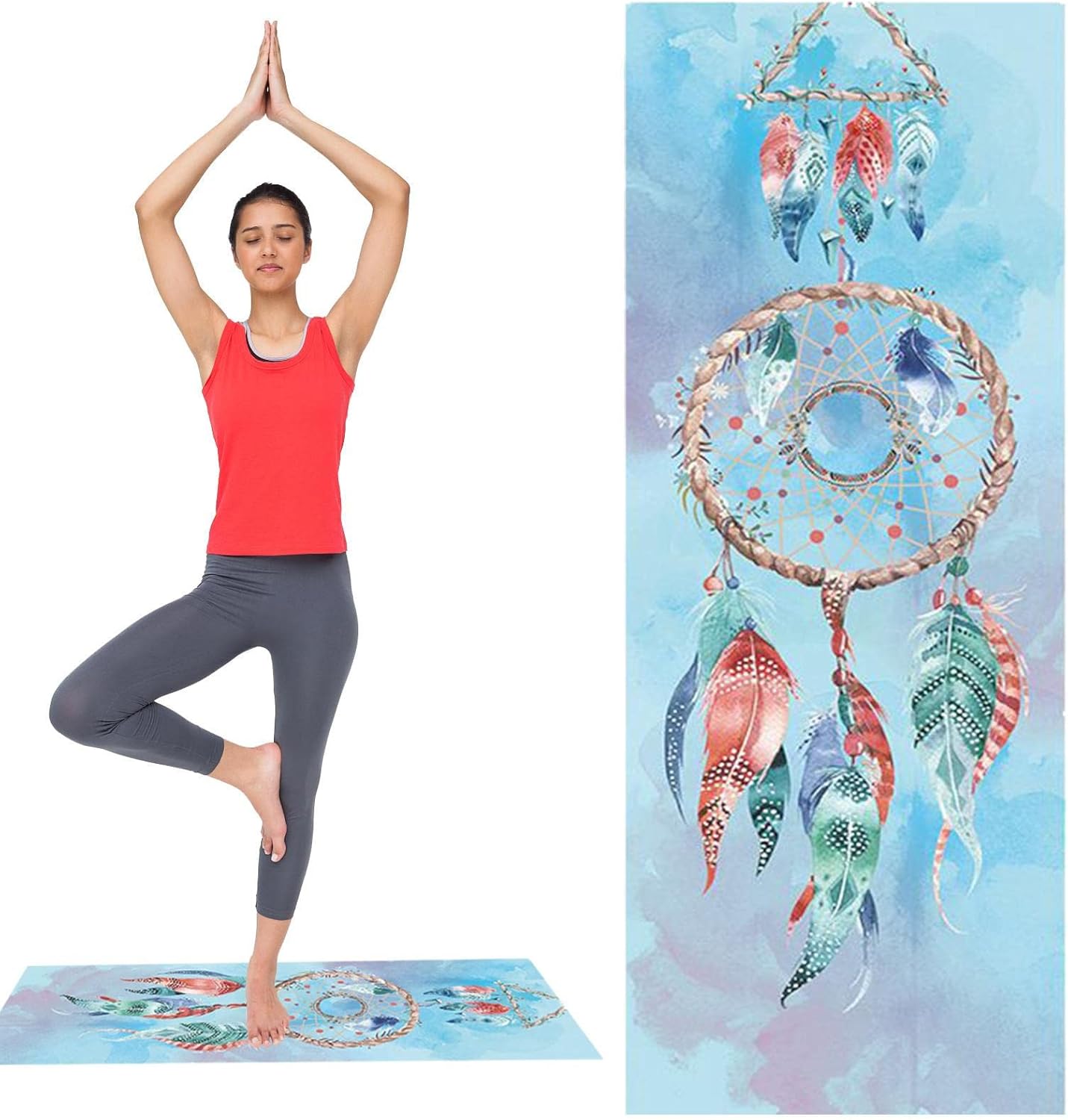 Yoga Towel,Mat Sized Active Dry Non-Slip Travel Beach Towel | Foldable Microfiber Bath Towels Workout Gear for Exercise, Fitness, Pilates, and