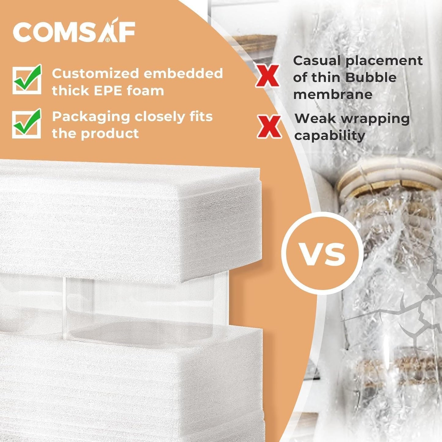 ComSaf Glass Food Storage Jars Set of 6, 27oz/800ml Clear Containers with Airtight Bamboo Lid, Pantry Organization Jar, Spice, Blooming Tea, Coffee and Sugar Container, Canister for Kitchen Square