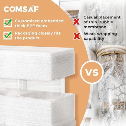 ComSaf Glass Food Storage Jars Set of 6, 27oz/800ml Clear Containers with Airtight Bamboo Lid, Pantry Organization Jar, Spice, Blooming Tea, Coffee and Sugar Container, Canister for Kitchen Square