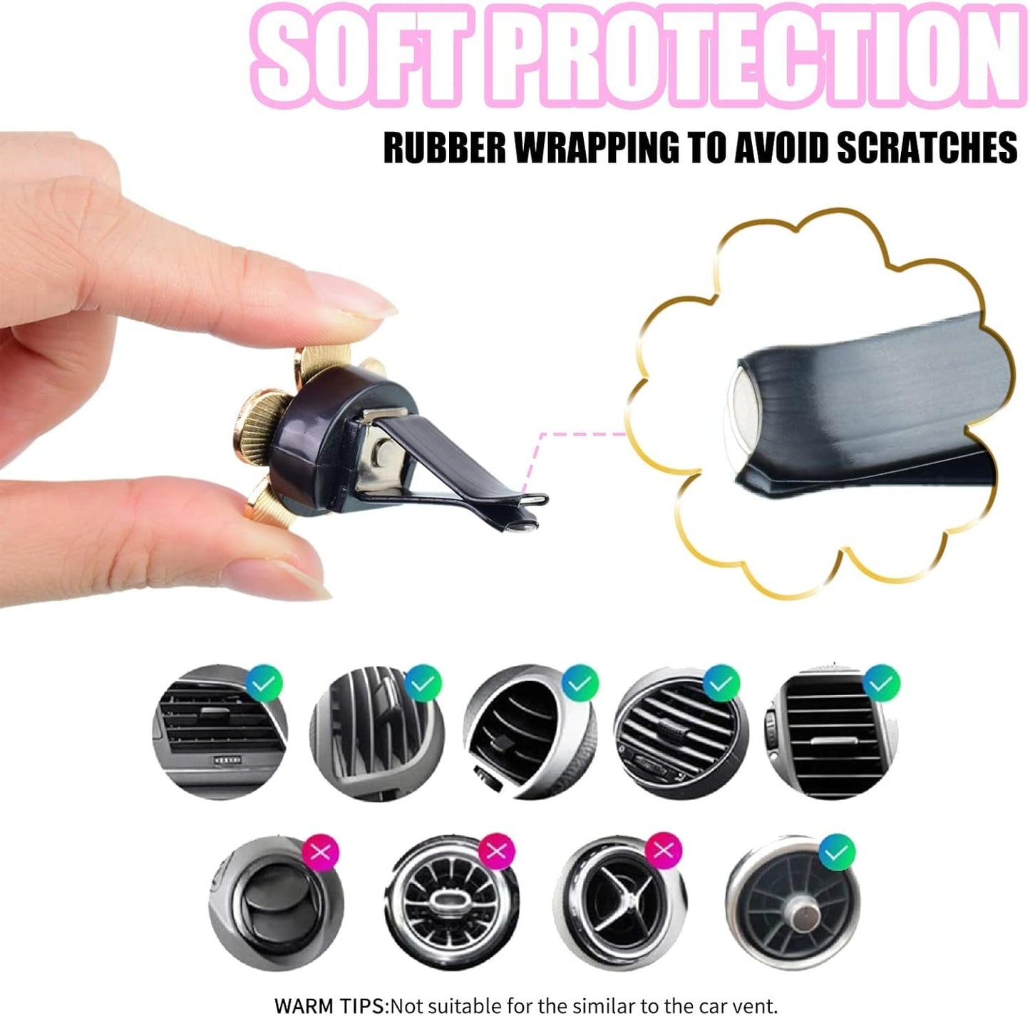 DEDC Car Air Fresheners, 8 Pcs Car Scents Air Freshener, Car Vent Clip Air Freshener, Flower Air Freshener Car Clips, Pink & White
