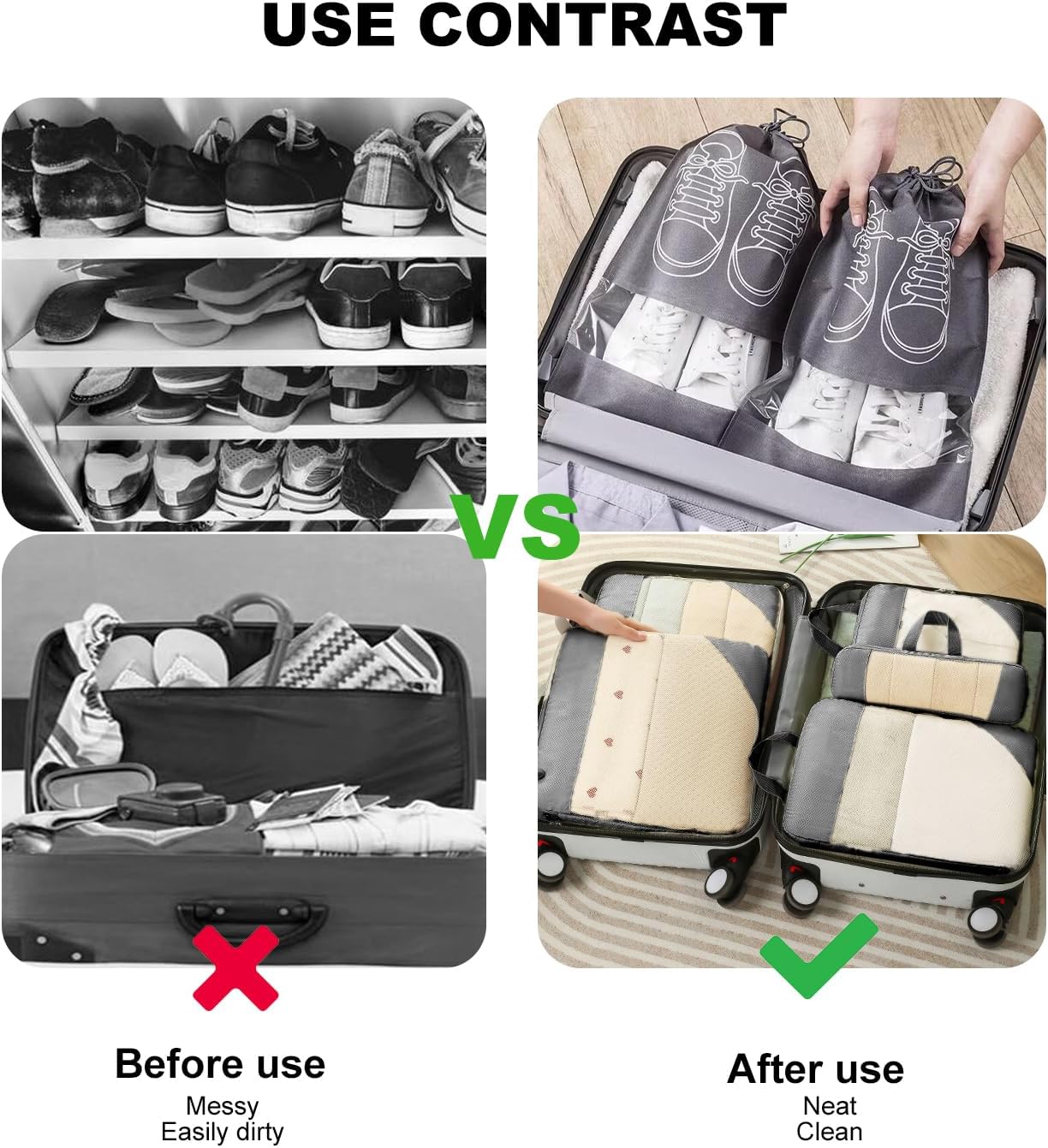 GIOD Compression Packing Cubes Set, 9 Pcs Travel Packing Organisers, Ultra -light Extended Waterproof Storage Bag, Suitcase Storage Bag, Clothes and Shoes Travel Bags, Travel Accessories (Grey)