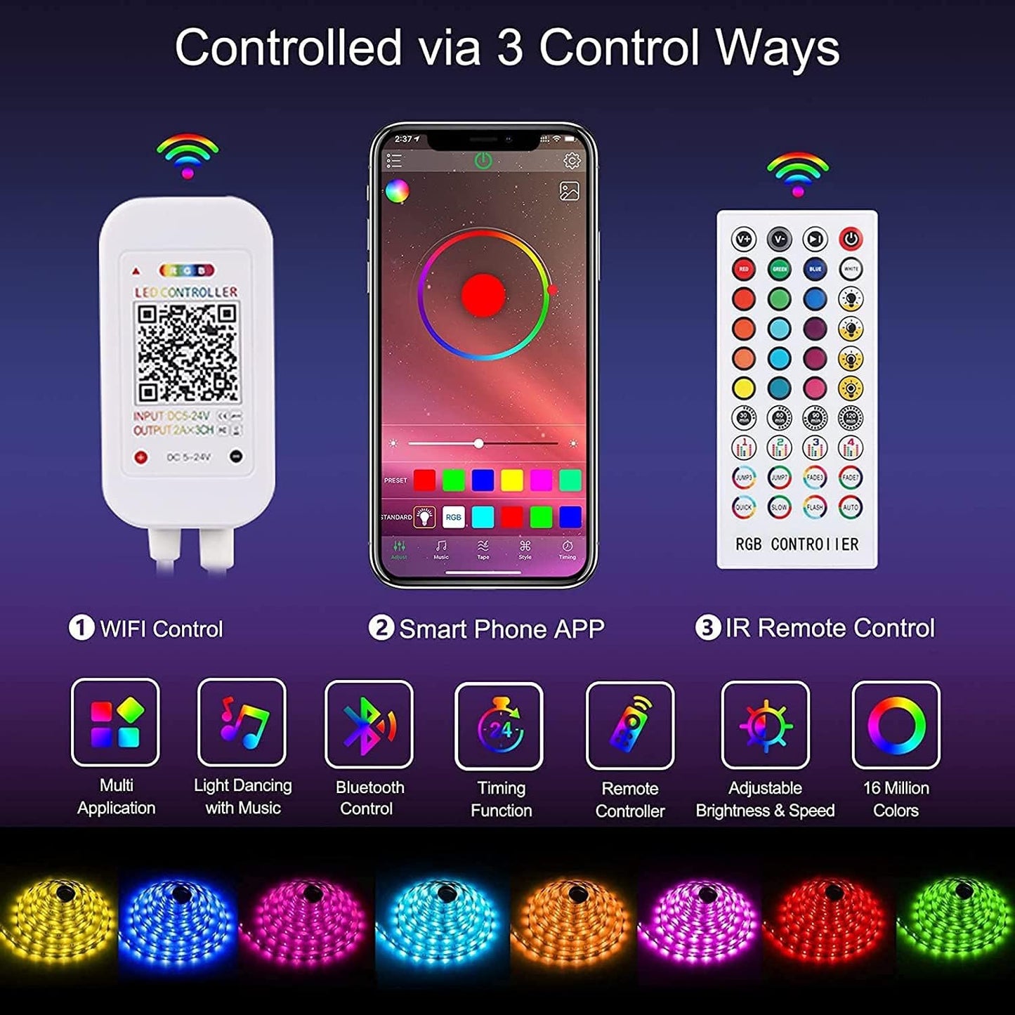 Bluetooth LED Strips Lights 2x5M,ALED Light 5050 SMD RGB 10M LED Strip Lights 12V Waterproof Light Band Controlled by Remote and Smartphone for Ceiling,Balcony,Garden,Party,TV Backboard,Home Decor