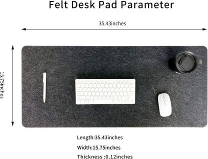 DawnTrees Felt Desk Mat (35.5" x15.8"), Desk Pad Protection, Keyboard Mat, Extra Large Mouse Pad, Suitable for PC,Computers, Laptops, Office and Home (Dark Gray)