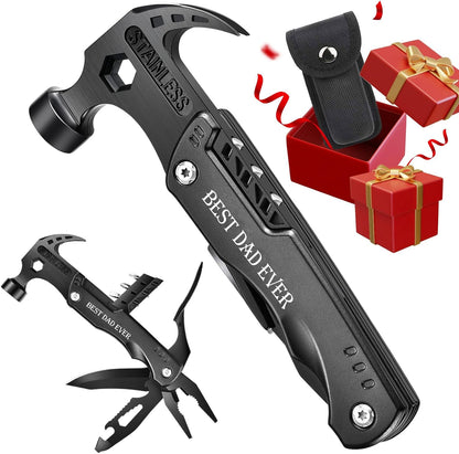 VEITORLD Gifts for Dad Men, Cool Fathers Day Birthday Gifts Ideas for Men Grandpa Papa from Daughter Wife Son, BEST DAD EVER Gift, All in One Survival Tools Hammer Multitool, Camping Hunting Presents