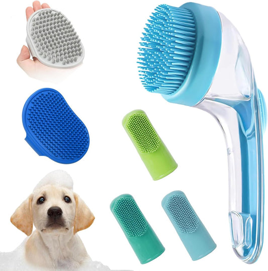 Reusable Dog Bath Brush, Short Hair Dogs Bath Scrubberr, Sturdy Silicone Soft Pet Grooming Accessories for Washing, Massaging, Showerhead and Teeth Cleaning