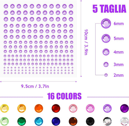 16 Sheets Glitter Gems Stickers Set, 3600 Pieces Self Adhesive Gem Stickers for Face Eyes Body, Women Accessories Rhinestone Stickers for Make Up Nail Art Decorations
