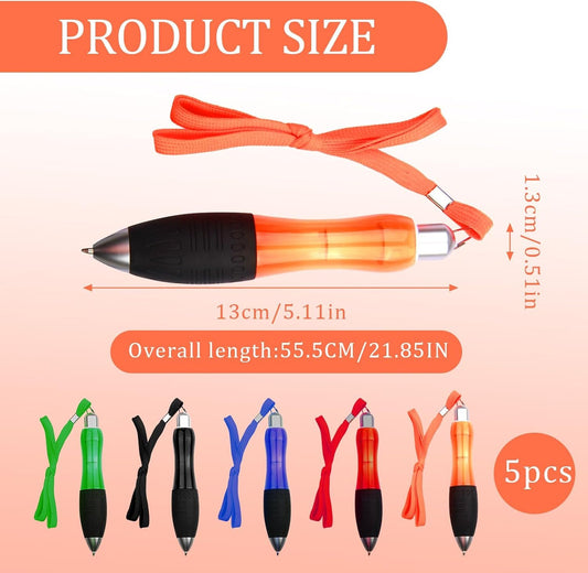 Cncedi 5 Pack Big Fat Heavy Weighted Pens Set, Large Wide Body Grip Ergonomic Ballpoint Pens with Hanging Rope, Multicoloured Ballpoint Fat Pen for Parkinson's Arthritis Essential Hand Tremors