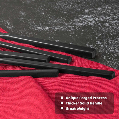 Alata Cube Black 20-Piece Forged Silverware Set Stainless Steel Flatware Set,Service for 4,Matte Satin Polished Cutlery Set, Utensil Sets for Home Restaurant Hotel Wedding,Dishwasher Safe