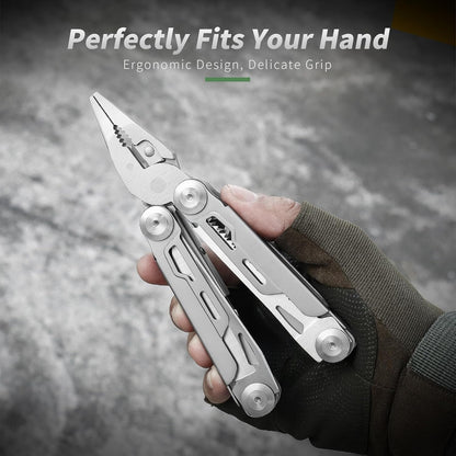 ETANPE 12-in-1 Multitool Pocket Knife, 420 Stainless Steel, Foldable Design with Pliers, Wire Cutters, Saw Blade, Scissors, Screwdrivers, Bottle Opener, Back Clip, Nylon Sheath