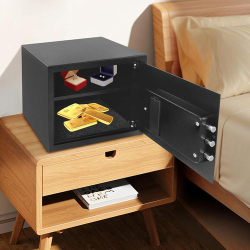 30L Safe Box with Smart Lighting, Small Value Safe with Digital Keyboard for Dormitory, Hotel, Office, Cash, Documents, Jewelry