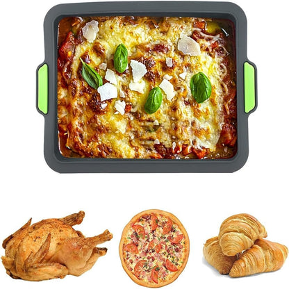 Baking Trays for Oven,Non Stick Baking Tray,Silicone Oven Tray,Baking Sheets with Silicone Handle Grips,Rectangle Cookware for Cake Focaccia Lasagne Muffins Brownie,Easy Clean Bakeware,34x23.8x3 cm