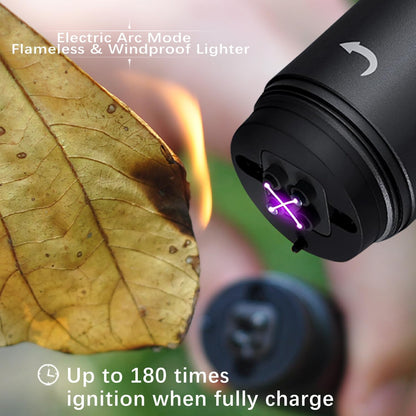 Portable EDC Bright Tactical Flashlight with Lighter Alarm，Powerful 500 Lumen,150m Throw, USB C 5v Small Rechargeable Travel Torch for Walking Camping Fishing Riding Emergency Pocket LED Flash Light