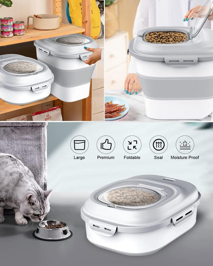 Somkaco 30-35 Lbs Dog Food Storage Container Collapsible Dog Food Container with Airtight Lids, Wheels, Scoop, Large Pet food storage for Dog, Cat and Other Pet