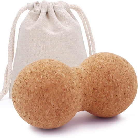 Cork Peanut Massage Ball, Peanut Double Lacrosse Massage Ball for Deep Tissue Muscle Massage, Myofascial Release, Trigger Points, Muscle Knots, and Yoga Therapy