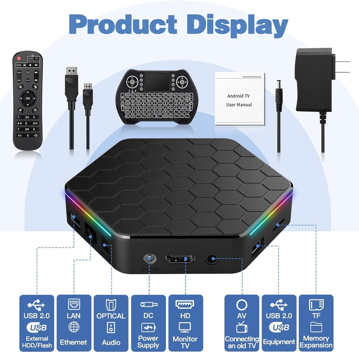 2025 Android TV Box 12.0 4GB RAM 64GB ROM, 6K TV Box Android 4K Wi-Fi 6, T95Z Plus Android TV Box H618 Chip Support Dual-WiFi 2.4G/5G 3D HDR10+ Bluetooth5.0 USB Android Box with Mini Wireless Keyboard